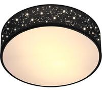MONZANA® 30cm Round Fabric Ceiling Light | Starry Sky Perforated Material Circular Ceiling Lamp | Light Shade 1xE27 40 Watt Socket | Bedroom Lounge Childrens Room Office | Black