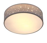 MONZANA® 30cm Round Fabric Ceiling Light | Starry Sky Perforated Material Circular Ceiling Lamp | Light Shade 1xE27 40 Watt Socket | Bedroom Lounge Childrens Room Office | Grey