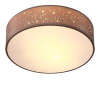 MONZANA® 38cm Round Fabric Ceiling Light | Starry Sky Perforated Material Circular Ceiling Lamp | Light Shade 2xE27 40 Watt Socket | Bedroom Lounge Childrens Room Office | Taupe