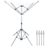 Monzana® Freestanding Portable Rotary Washing Line | Folding Mobile Dryer With 4 Ground Spikes | Camping Clothes Horse Clothesline Weatherproof Lightweight Aluminium
