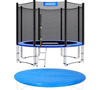 MONZANA® Garden Trampoline | Diameter: 305cm / 10ft | With Enclosure Net, Ladder, Safety Edge Spring Pad & Full Waterproof Cover Protector | Kids and Adults Trampoline