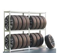 MONZANA® Set of 2 Tyre Racks | Space for 8 Tyres | 795 KG Load Capacity | Height-Adjustable | Rubber Floor Protection | MDF | Heavy Duty Storage Shelf | Workshop | Garage | Shed
