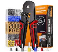MONZANA® Hexagonal Ferrule Crimping Tool | Electrician's Hex Crimp Pliers with Ferrules 0.25-6mm² 2000pc in Plastic Box | Wire End Sleeve Set | Ergonomic Handle | Including Storage Bag