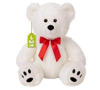 Monzana® L 50cm White Teddy Bear | Soft Dense Fur Bow Paws | Christmas Birthday Easter Valentine's Girlfriend Boyfriend Kids Toy Gift | Plush Cuddly Teddies Big Large Giant Child