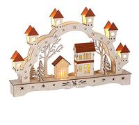 Monzana® LED Wooden Candle Bridge Christmas Battery Lights Winter Landscape | Festive Battery Powered Xmas Window Decoration for Home Decoration and Room Decor, Christmas Decorations