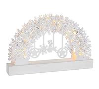 Monzana® LED Wooden Candle Bridge Christmas Battery Lights Winter Snowflake