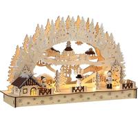 Monzana® LED Wooden Candle Bridge Christmas Battery Lights Winter Village | Festive Battery Powered Xmas Window Decoration for Home Decoration and Room Decor, Christmas Decorations