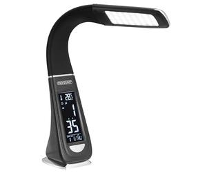 MONZANA® Lilly Smart Digital Desk Lamp | Digital Display | Time | Alarm Clock | Temperature | Calendar | Dimmable, 3 Brightness Settings | Bedside, Office, Table Light | Black