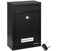 MONZANA® Lockable Post Boxes Wall Mounted Waterproof Letter Boxes with 2 Keys Weatherproof Galvanised Metal With Letter Box Flap & Name Plates Modern Design Mail Post Box System | Black