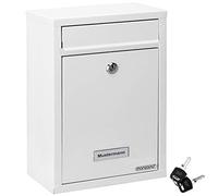 MONZANA® Lockable Letter Box Including 2 Keys | Wall Mounted Mailbox Set | Weatherproof Galvanised Steel | With Name Plates | Modern Design Post Box System | Metal | White