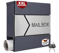 MONZANA® Modern Design Letterbox | Steel Anthracite Mailbox with Newspaper Compartment | 2 Keys Included | Wall-Mounted | Stylish Functional Anthracite Grey Easy to Install Post Box
