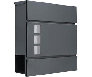 MONZANA® Modern Letter Box Post Mail Box | With Newspaper Roll Slot Compartment | Viewing Window | Lockable with 2 Keys | Wall Mounted Mailbox | Waterproof | Anthracite Grey