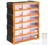 MONZANA® 18 Drawer Sorting Box | 18 Pull Out Drawers Partitions Up To 36 Compartments | 47.5x38x16cm | Garage Workshop Office Crafting Storage Organiser | Grey Orange