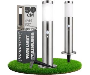 MONZANA® Outdoor Mains Powered Post Light with Motion Sensor 50cm Stainless Garden Bollard Light | Stainless Steel Post Lights Bollard Lights Outdoor Pathway Lamp E27, IP44 Weatherproof, Dahlia