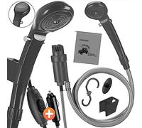 Monzana® Portable 12V Camping Shower | 12V Car Power Supply Adapter | Storage Bag | 2m Hose 5m Power Cable | Hand Shower Dog Shower Garden Shower | Submersible Pump | Anthracite
