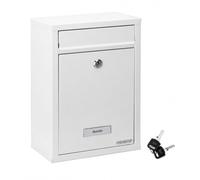 MONZANA® Lockable Letter Box Including 2 Keys | Wall Mounted Mailbox Set | Weatherproof Galvanised Steel | With Name Plates | Modern Design Post Box System | Metal | White
