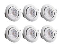 MONZANA® Recessed LED Ceiling Lights | Set of 6 | Round Flat Dimmable Spot Lights | Warm White 3000K Downlights | Bathroom Kitchen Hallway Living Room | 400LM Each | 220V | 68mm | White