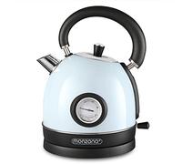 MONZANA® Retro 1.8L Electric Dome Kettle, Vintage Style Cordless Stainless Steel Rapid Boil, Hot Water Tea Coffee, Auto Shut-Off 360° Base, Temperature Gauge, Boil Dry Protection | 2200W Blue Kettle
