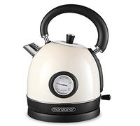 MONZANA® Retro 1.8L Electric Dome Kettle, Vintage Style Cordless Stainless Steel Rapid Boil, Hot Water Tea Coffee, Auto Shut-Off 360° Base, Temperature Gauge, Boil Dry Protection | 2200W Cream Kettle