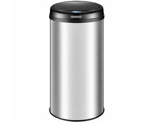 Monzana Sensor Bin Touchless Kitchen Bin 40L Automatic Motion Sensor Silver | Trash Can Stainless Steel Smart Trash Bins with Lid Round Touchless Garbage for Kitchen Bedroom Home Office