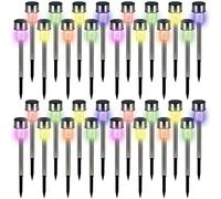 Monzana® Solar Garden Lights Outdoor Waterproof, 32 Pack Solar Pathway Lights, Colour Changing LED Solar Stake Lights, Stainless Steel Solar Lights Outdoor Garden for Path, Driveway, Patio, Lawn