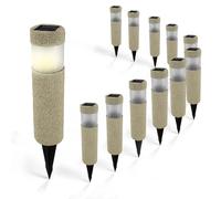 Monzana® Solar Lights Outdoor 12 Pack - LED Garden Solar Path Lights with Dusk Sensor, Waterproof IP44 Stone Effect Stake Lights for Garden, Patio, Driveway & Balcony