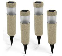 MONZANA® Solar Lights Outdoor 4 Pack - LED Garden Solar Path Lights with Dusk Sensor, Waterproof IP44 Stone Effect Stake Lights for Garden, Patio, Driveway & Balcony