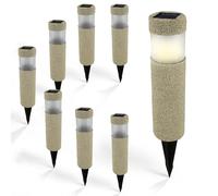 Monzana® Solar Lights Outdoor 8 Pack - LED Garden Solar Path Lights with Dusk Sensor, Waterproof IP44 Stone Effect Stake Lights for Garden, Patio, Driveway & Balcony