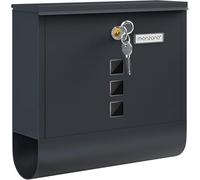 Monzana® Stainless Steel Design Letterbox | Anthracite Finish with Newspaper Compartment, Viewing Window, 2 Keys, Name Tag | Elegant Wall-Mounted Post Box