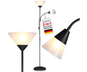 Monzana® Standard Lamps Living Room, Reading Uplighter Floor Lamp, Black | Alissa Freestanding 2-in-1 Reading Lamp Modern Mother & Child Tall Floor Lamps for Living Room, Bedroom, Lounge, Office