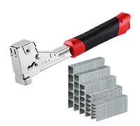 Monzana Staple Gun Stainless Steel 6-14mm Incl. 500 Staples Puller Sliding Lock Impact Gun Hand Stapler Workshop Garage Craft DIY