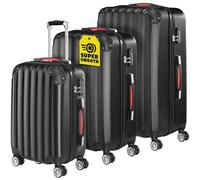 Monzana® Suitcase Set - Black Luggage Sets for Travel - 3 Piece Lightweight ABS Hard Shell Suitcases, Telescopic Handle & Spinner Wheels - Built in Lock, Medium Cabin Bag, Large, XL