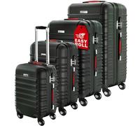 MONZANA® Suitcase Set - Black Luggage Sets for Travel - 4 Piece Lightweight ABS Hard Shell Suitcases, Telescopic Handle & Spinner Wheels - Built in Lock, Small Cabin Bag Medium Large XL