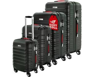 MONZANA® Suitcase Set - Black Luggage Sets for Travel - 4 Piece Lightweight ABS Hard Shell Suitcases, Telescopic Handle & Spinner Wheels - Built in Lock, Small Cabin Bag Medium Large XL
