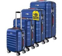 MONZANA® Suitcase Set - Blue Luggage Sets for Travel - 4 Piece Lightweight ABS Hard Shell Suitcases, Telescopic Handle & Spinner Wheels - Built in Lock, Small Cabin Bag Medium Large XL