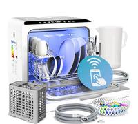MONZANA® Tabletop Dishwasher with 4.5 Litre Water Tank | No Water Connection Needed | WiFi App 6 Programs 4 Place Settings | Small 45cm Mini Single Dish Washer