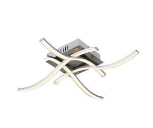 Monzana Tigull Ceiling Light, 15W 800 Lumens, Warm White, Kitchen Bedroom Lighting Fixture, Satin Nickel, Warp & Weft Effect, Size 46 x 46 x 10 cm