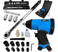 Monzana Torque Wrench 1/2' 6-Piece Set 40-210Nm + Compressed Air Impact Wrench Set 17-Piece 340 Nm + Carrying Case