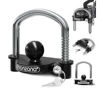 Monzana Trailer Hitch Lock | Caravan Accessories and Equipment | 50 mm Tow Security | Tow Ball Cover | 2 Keys Car Anti-Theft Device Horsebox Container Steel Shackle