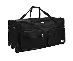 MONZANA® Travel Bag with Trolley Function | Lockable Wheeled Duffel with Ball-Bearing Rollers & Telescopic Handle | 160L Capacity | Black