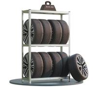 MONZANA® Tyre Rack | Space for 8 Tyres | 795 KG Load Capacity | Height-Adjustable | Rubber Floor Protection | MDF | Heavy Duty Storage Shelf | Workshop | Garage | Shed