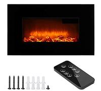 Electric Wall Fireplace Black with Remote Control