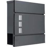 MONZANA® Wall Mounted Post Box, Modern Design with Newspaper Slot, Lockable Letter Box Lift-Up Flap, Concealed Lock, Easy to Install, Waterproof Letterbox with Mailbox Viewing Window Anthracite Grey