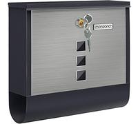 Mailbox black/silver steel 30,5x10x33,5cm