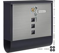 Mailbox black/silver steel 30,5x10x33,5cm