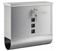 MONZANA® Wall Mounted Postbox Outside Letter Box Post Box Stainless Steel | Lockable, 2 Keys, Waterproof Steel External Mailbox, Newspaper Holder, Viewing Window, Outdoor Letterbox Postboxes for Home
