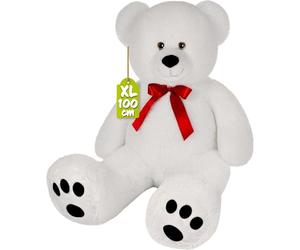 Monzana® XL 100cm White Teddy Bear | Soft Dense Fur Bow Paws | Christmas Birthday Easter Valentine's Girlfriend Boyfriend Kids Toy Gift | Plush Cuddly Teddies Big Large Giant Child | 1m