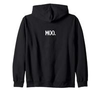 Moo A Text That Says Moo Minimalistic Funny Animal Talk Zip Hoodie