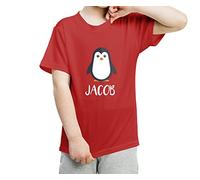 Moo and Ruff Clothing Personalised Kids Name Zoo Animal T Shirt 100% Cotton Children, Youths, childs Perfect Present Gift for Birthday, Christmas (Penguin, 9-11 Years Old)