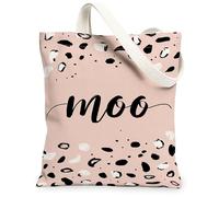 Moo Canvas Tote Bag for Women, Modern Playful Dots Splotches None Peach Washable Reusable Small Tote Bag Ideas for Outdoor Travel Workday Reading 13x15 Inch